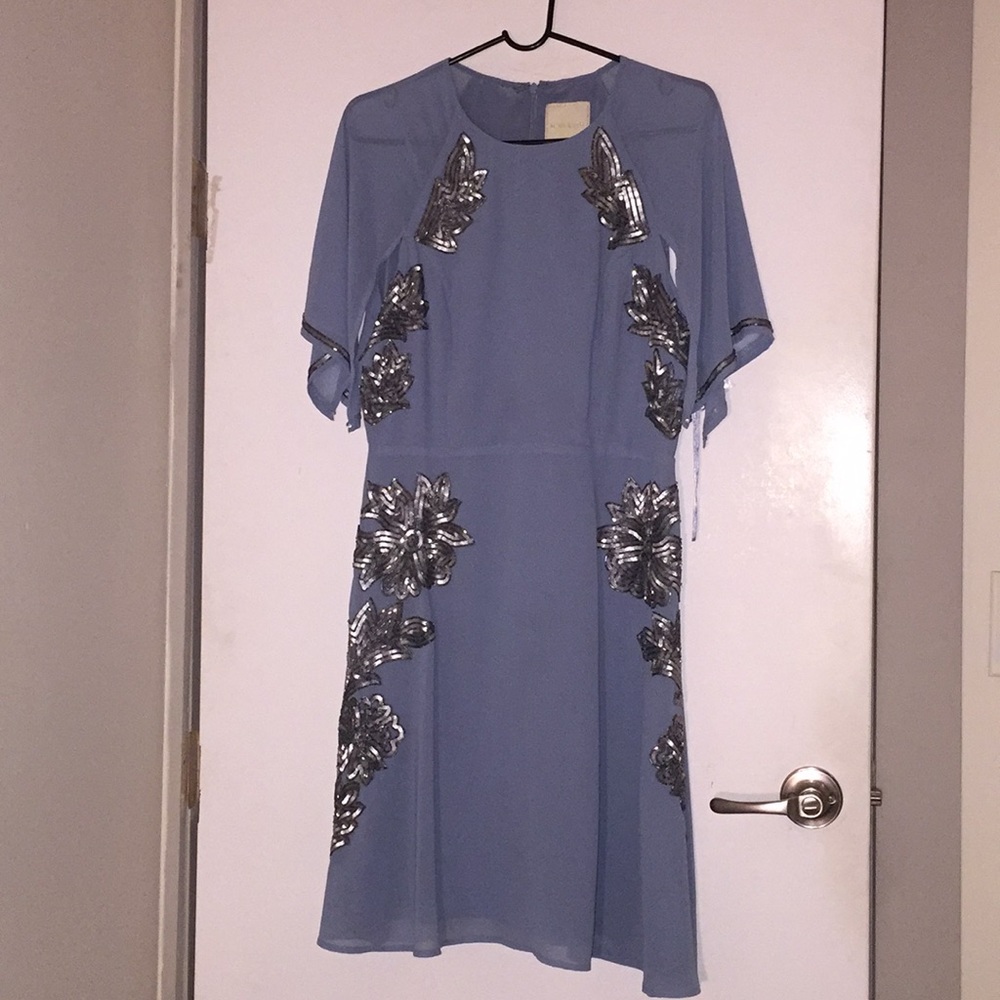 🆕 Blue ModCloth dress with silver appliqués